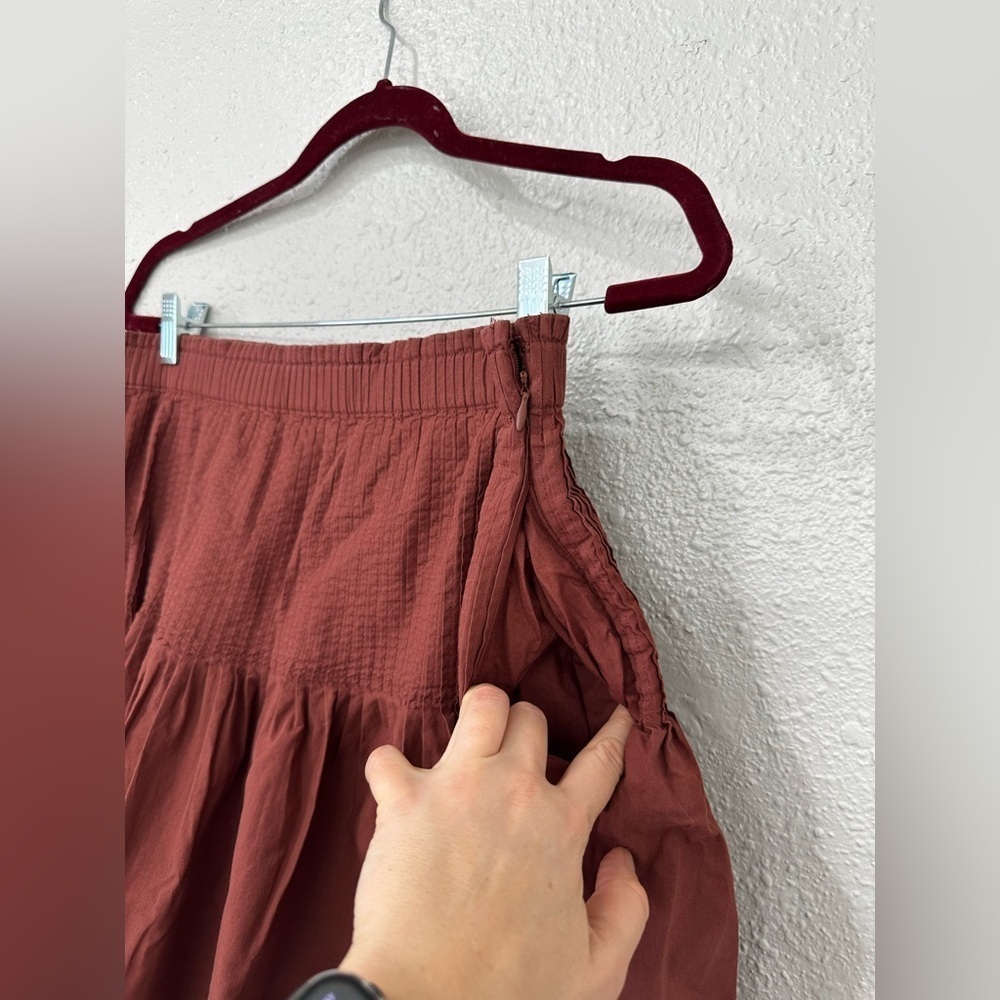 Anthropologie Womens Eula Mini Skirt Pintuck Pleated Flare Chocolate Size M - Picture 6 of 11